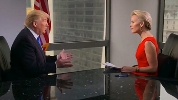 Megyn Kelly interviewing Donald Trump in May. 