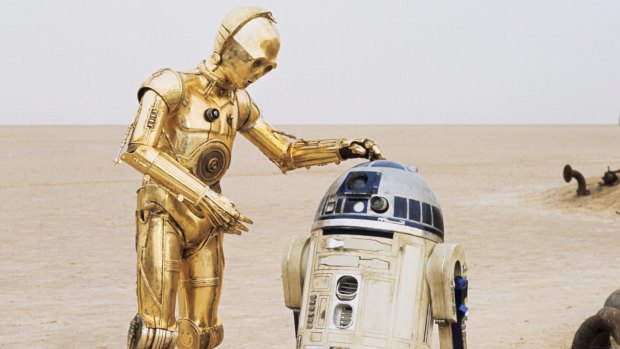 Robots C-3PO and R2D2 "exist to provide clumsy comic relief from the movie's bouts of numbing earnestness".