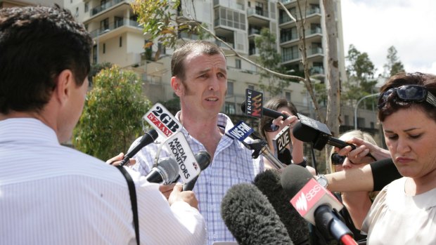 Nigel Brennan at a media conference following his release in 2009. 