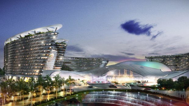 An artist's impression of the proposed $8 billion Aquis casino and resort in Cairns.