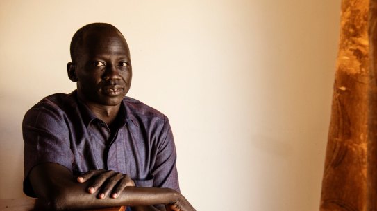 Author Majok Tulba. He came to Australia as a refugee from South Sudan and has written about his own experience of fleeing rebel soldiers and surviving in a refugee camp. 