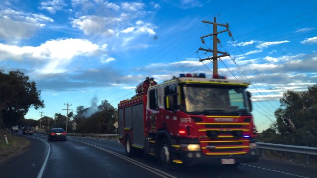 Fire trucks heading towards Lorne.