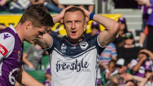 Besart Berisha of the Melbourne Victory during the round 7 A-League match against Perth Glory.