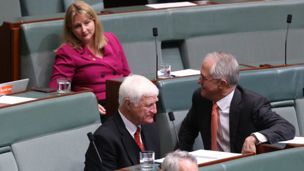 NXT MP Rebekha Sharkie sits with Prime Minister Malcolm Turnbull at Parliament House. 