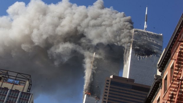 Smoke rises from the twin towers of the World Trade Centre on September 11, 2001.