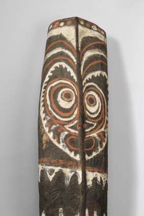 Wooden war shield from the Upper Sepik River region,  Papua New Guinea.