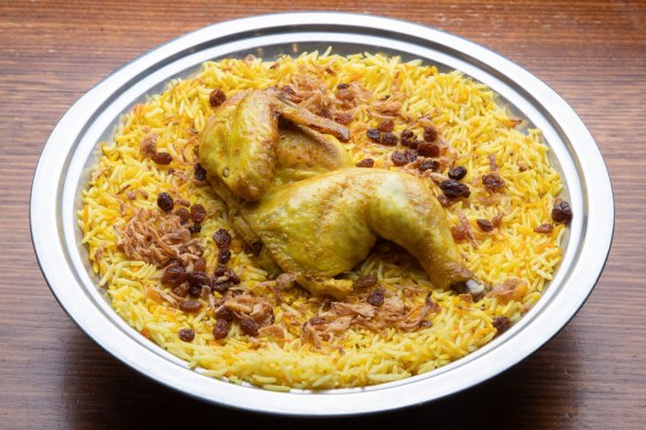 Go-to dish: Chicken mandi, a baked rice dish.