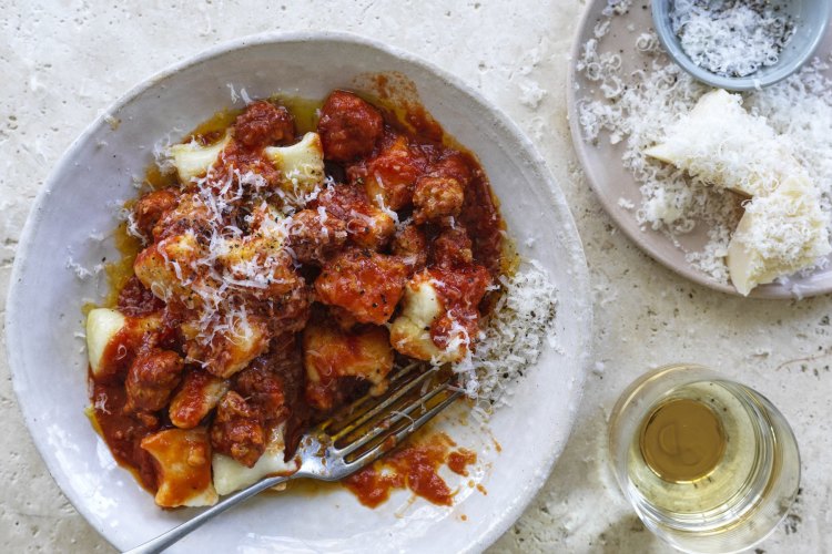 Potato gnocchi with sausage ragu.

