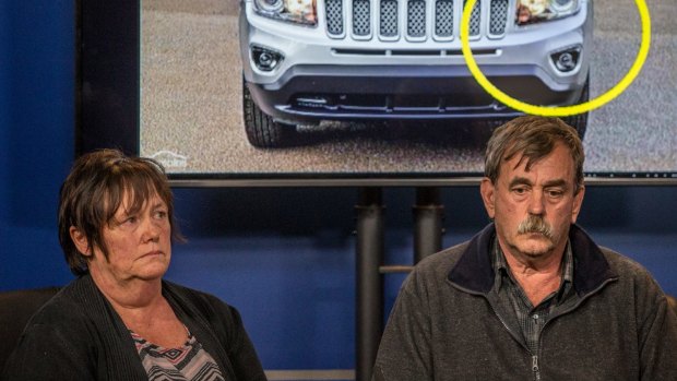 Kevin and Julie Tyrrell appealing for the driver of the Jeep to come forward in November.