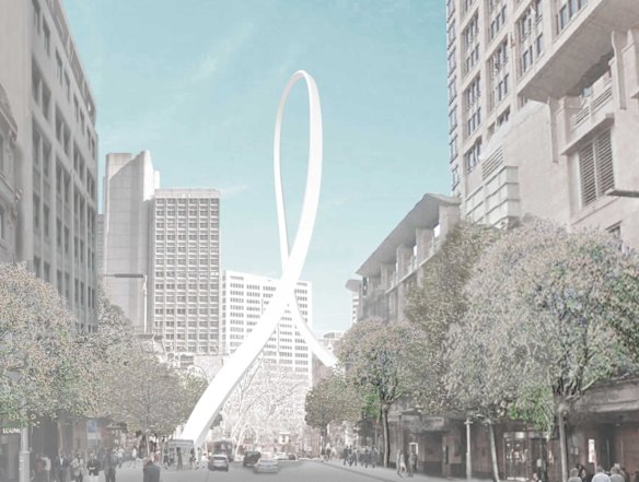 An artist impression of the Cloud Arch art sculpture, which will be built by March 2019.