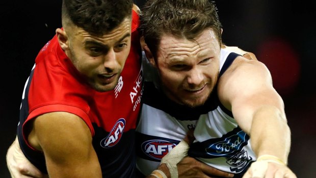 Salem in a contest with Geelong champion Patrick Dangerfield