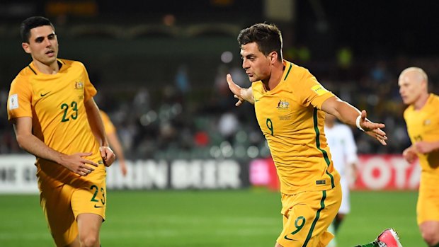 Juric celebrates after scoring his second goal.