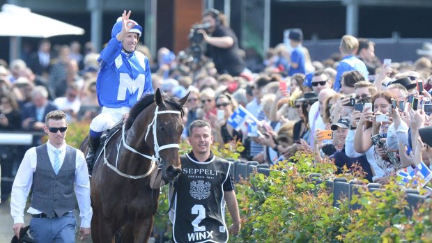 Horse of the year: Hugh Bowman returns on WInx after winning  the Turnbull Stakes on Saturday