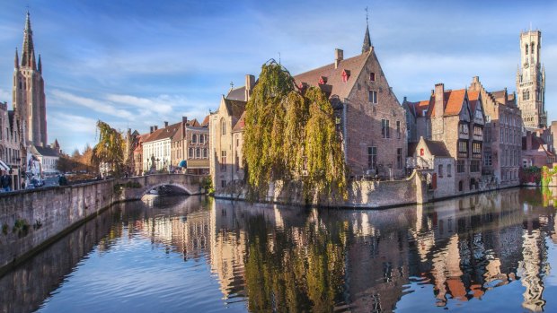 Bruges, the capital of West Flanders in northwest Belgium.