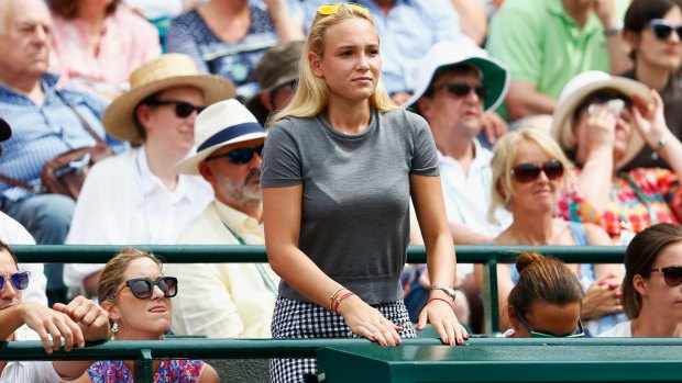 Kyrgios slur: Donna Vekic watches Stan Wawrinka in action at Wimbledon.