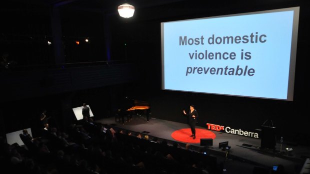 Dr Dina McMillan speaking on an issue dear to her heart at the 2015 TEDx Canberra event.
