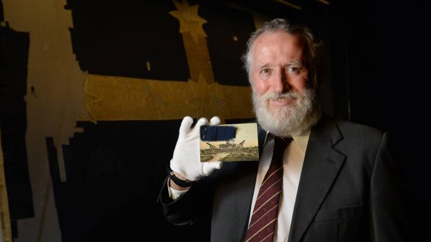 Another piece of the puzzle: Adrian Millane with his piece of the Eureka Flag. His family thought it was a piece of 'Nana's knickers' or a sugar bag.