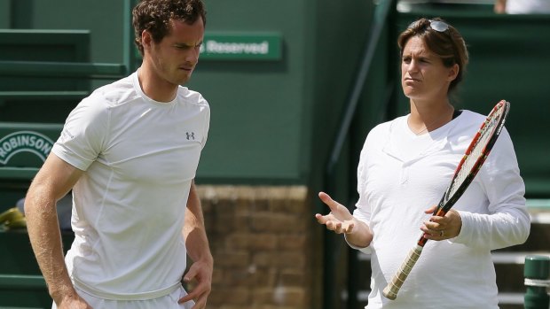 Split: Andy Murray and Amelie Mauresmo at Wimbledon in 2015.