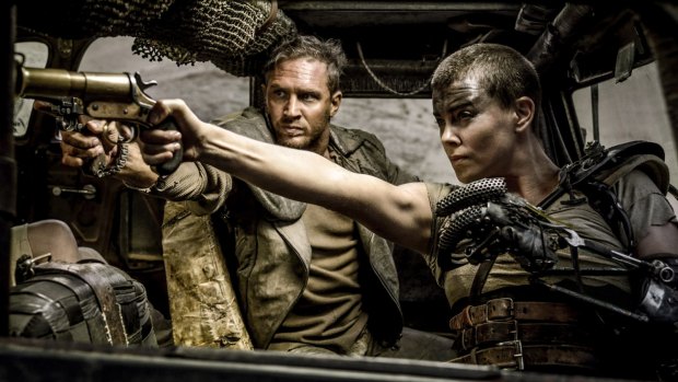 Swag of awards: Tom Hardy as Max and Charlize Theron as Furiosa in <i>Mad Max: Fury Road</i>.