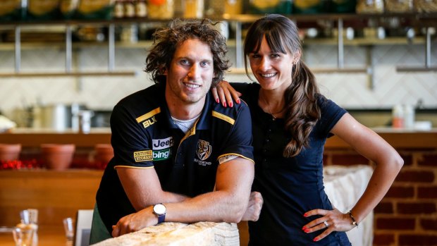Tyrone Vickery in 2015 with his wife, tennis player Arina Rodianova, at Fat Monkey.