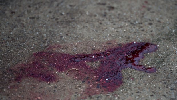 Blood on the footpath  after the Westmeadows shooting.