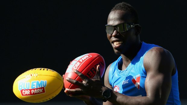 Disciplined: Aliir Aliir copped a one-week ban for showing up late to training.
