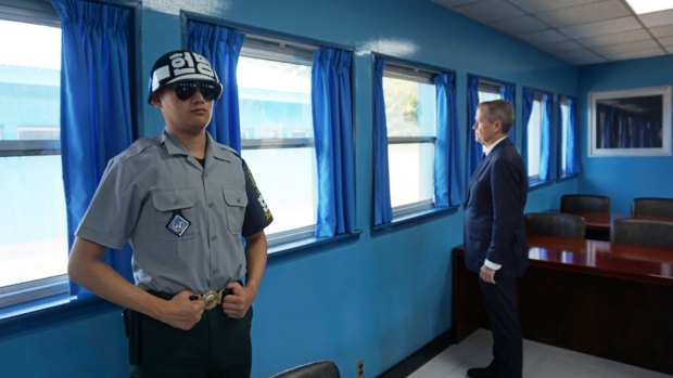 Opposition Leader Bill Shorten during a visit to the demilitarisation zone, South Korea. 