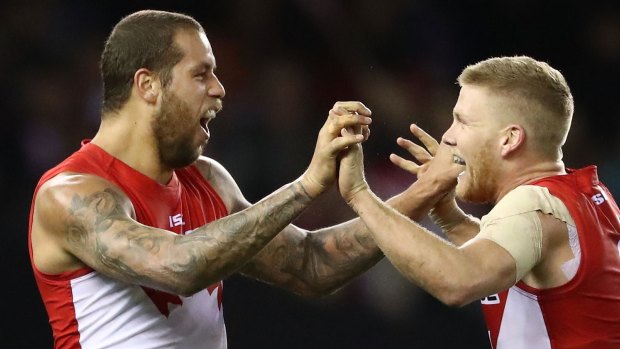 Superstars: Lance Franklin and Dan Hannebery have helped the Swans to six straight wins.