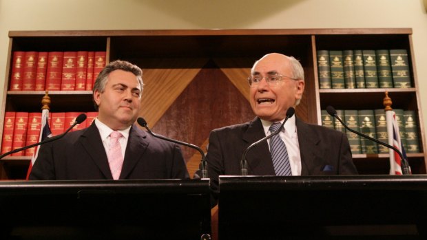 Prime Minister John Howard and Joe Hockey, then Minister for Employment and Workplace Relations, announce changes to the WorkChoices package in 2007.