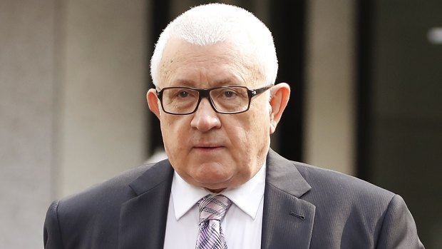 Ron Medich arrives at King Street court for his murder trial on April 13.