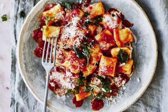 An edible hug: Ricotta gnocchi with creamy tomato sauce.