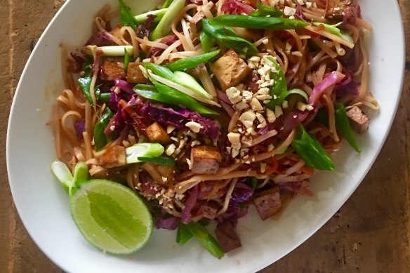 Vegan pad Thai noodles.