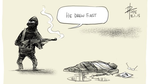 David Pope's winning cartoon 'He Drew First'.