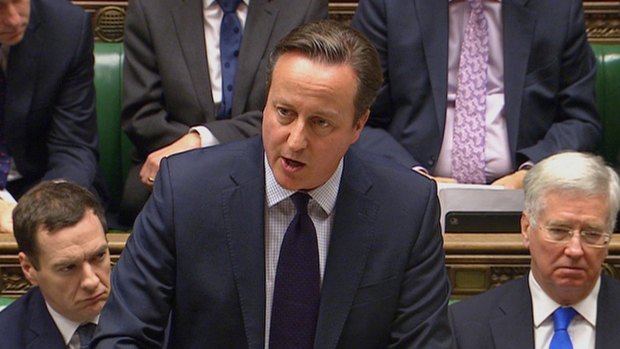 British Prime Minister David Cameron addressing the House of Commons.