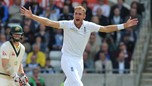 Leading from the front: English fast bowler Stuart Broad.
