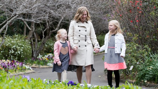 Sarah Weir with her daughters, Evie, 6, and her sister, Alicia, 8.