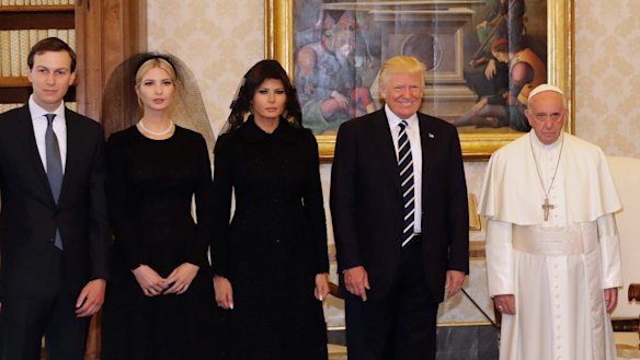 (From left) Ivanka and Melania Trump with President Donald Trump and Pope Francis. They adhered to the Vatican's strict dress code.