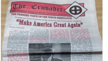 The Crusader, the official newspaper of the Ku Klux Klan, backs Donald Trump.