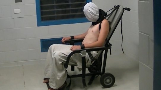 The image of Dylan Voller in a spit-hood at the Don Dale Youth Detention Centre that helped trigger the royal commission.