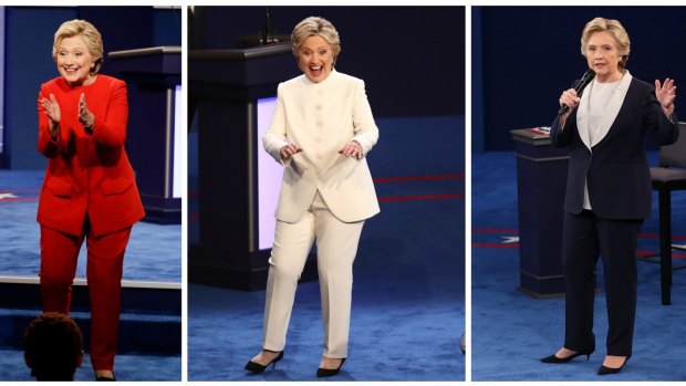 Hillary Clinton at the three US presidential debates.
