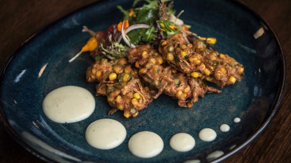 Corn and banana flower fritters.