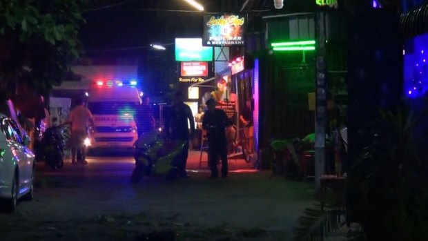 Emergency services at the scene of a bomb attack in Hua Hin, Thailand.