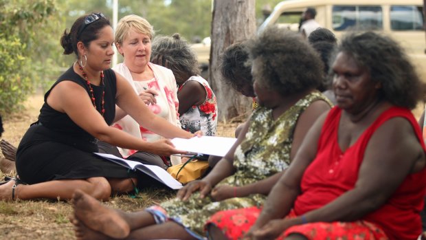 Malarndirri McCarthy (left), then NT Member for Arnhem, in 2008 with former federal minister for Indigenous affairs Jenny Macklin (centre).