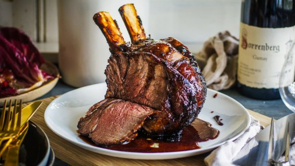 Sticky mulled wine roasted beef. 
