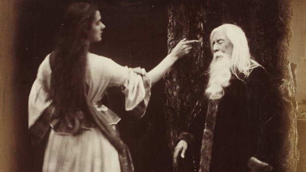 A detail from Julia Margaret Cameron's 1874 'Vivien and Merlin', from illustrations to Tennyson's book 'Idylls of the King'.