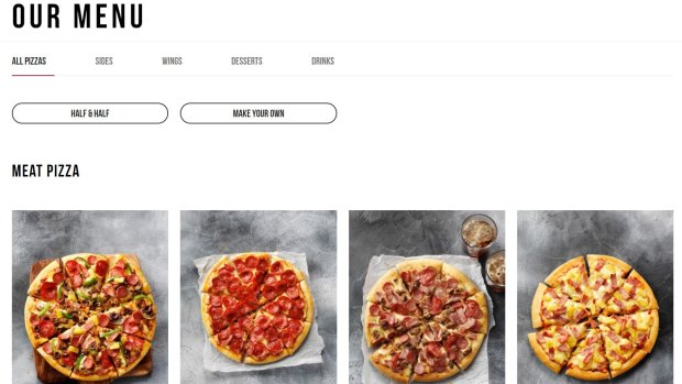 The new Pizza Hut website.