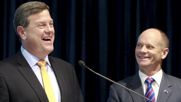 LNP leader Tim Nicholls pictured when he was treasurer with former premier Campbell Newman. 