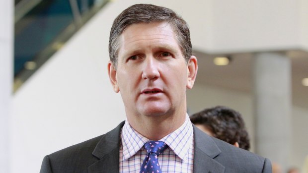 Health Minister Lawrence Springborg outside an LNP campaign lunch in the dying days of the Queensland election campaign. 