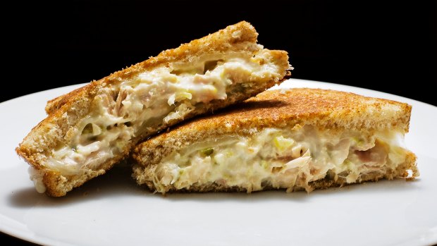 Start your engines: A grilled sandwich cheese with tuna and Swiss.
