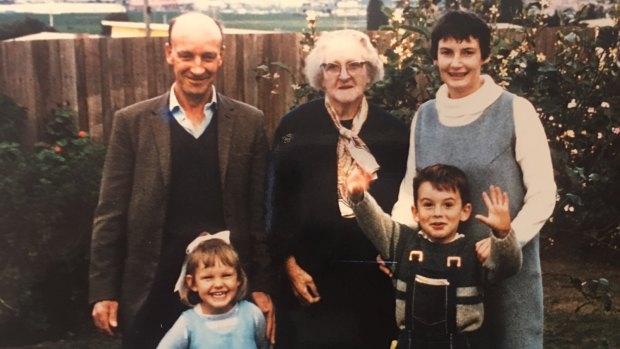 Garry Linnell (bottom right) with his grandfather, great grandmother, mother and sister.